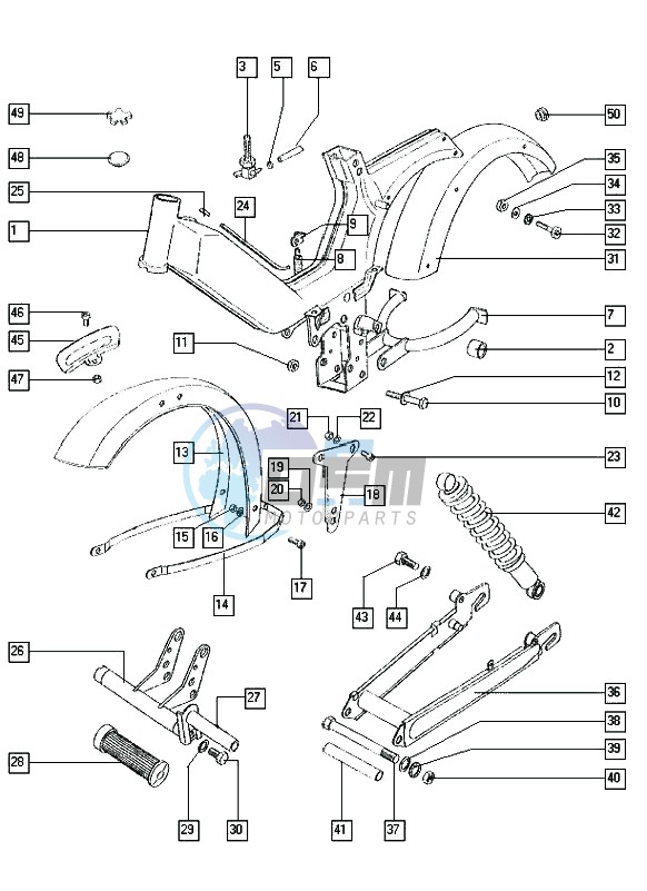 Frame-swinging arm-mudguards