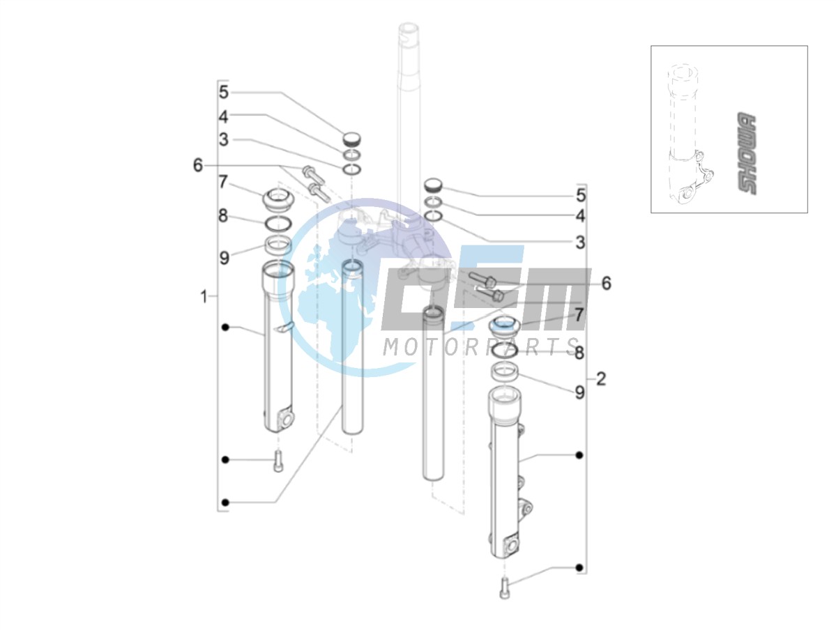 Fork's components (Showa)