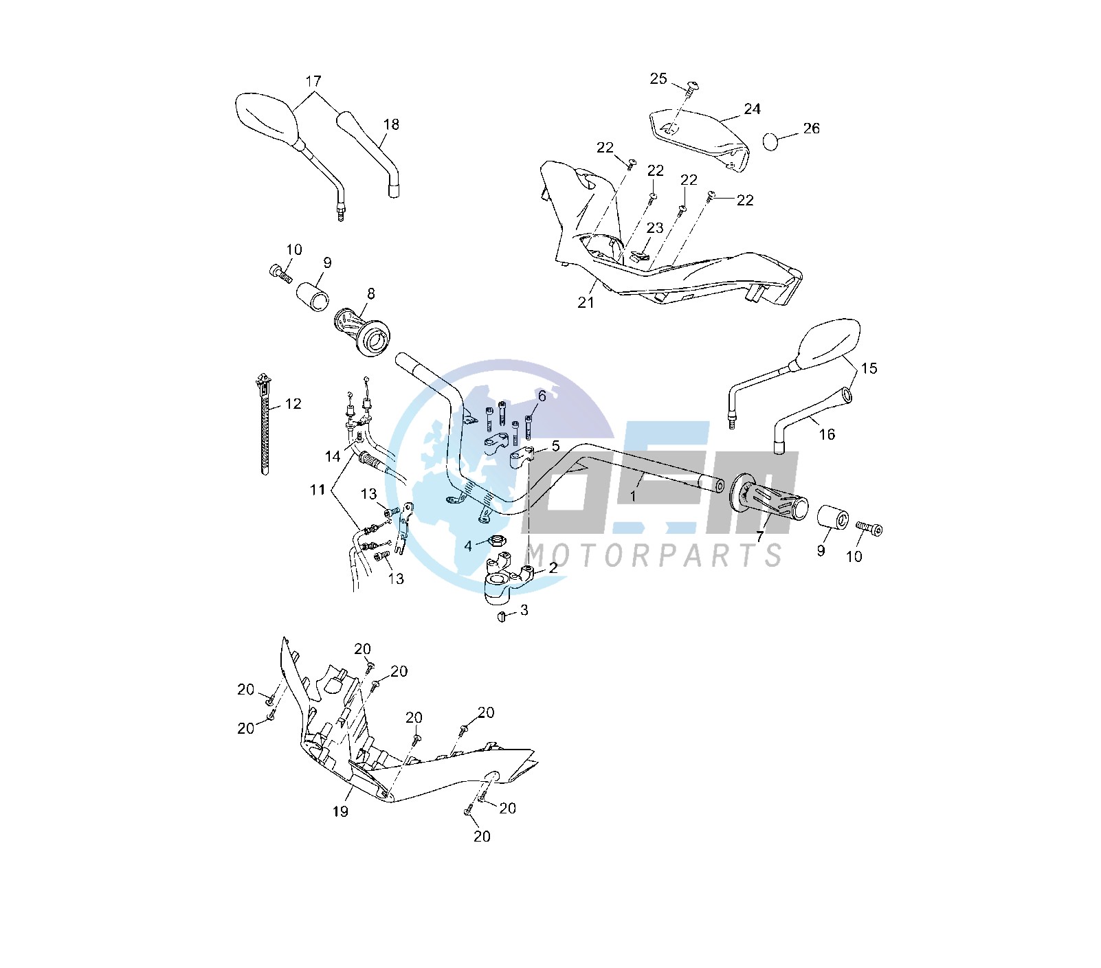 STEERING HANDLE AND CABLE 1YS2-4-6