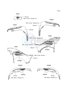 KVF 750 D [BRUTE FORCE 750 4X4I] (D8F-D9F) D8F drawing DECALS-- BLACK- --- D8F- -