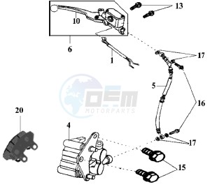 SHARK 50 E2 drawing VOORBRAKE CALIPER / BRAKE LEVER /BRAKE LINES