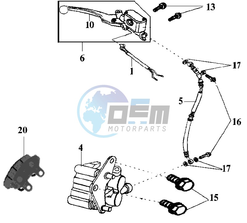 VOORBRAKE CALIPER / BRAKE LEVER /BRAKE LINES