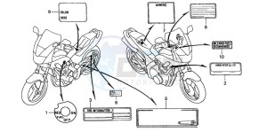 CB600F HORNET drawing CAUTION LABEL (2)