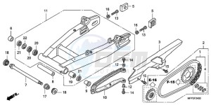 CB1300SA9 Australia - (U / ABS BCT MME TWO) drawing SWINGARM/CHAIN CASE