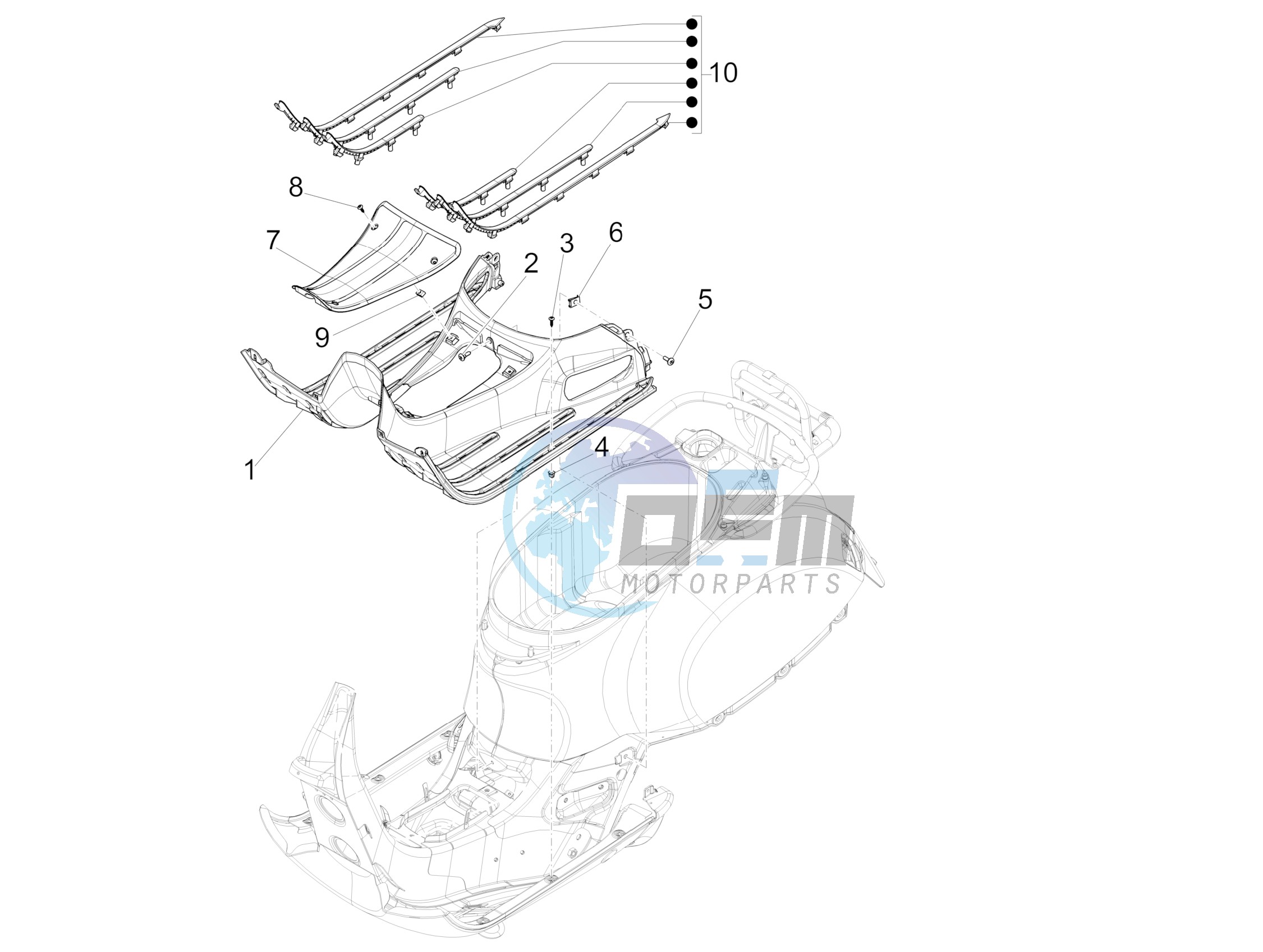 Central cover - Footrests