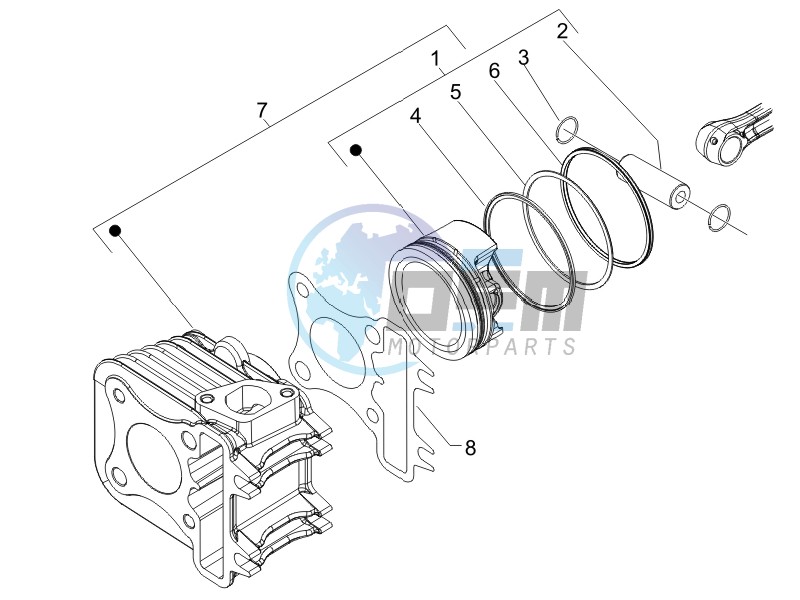 Cylinder - piston - wrist pin unit