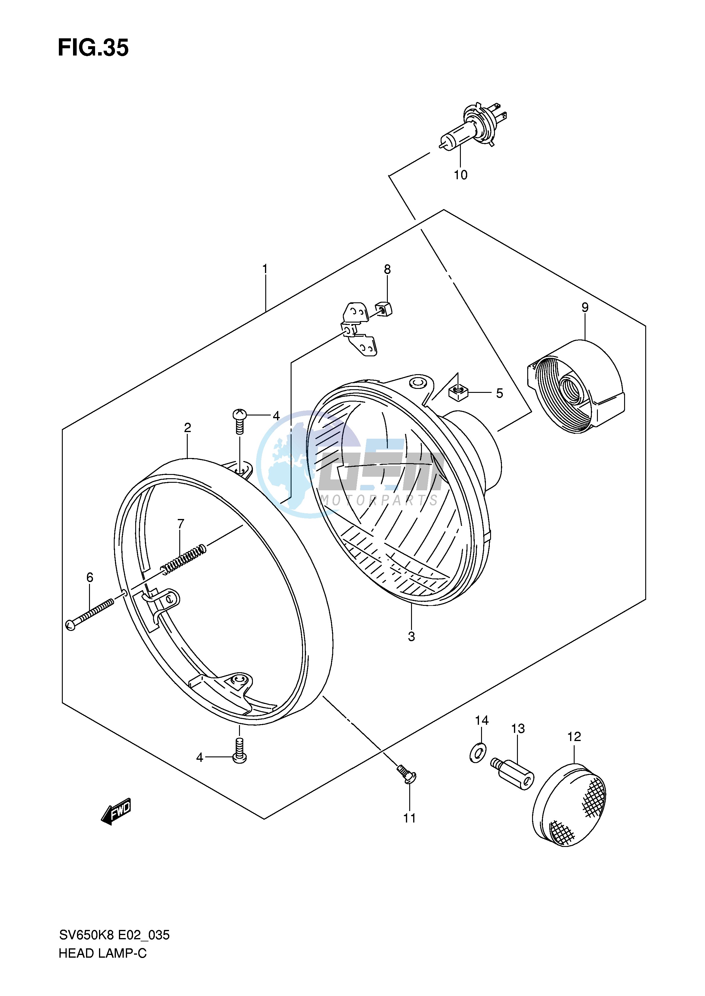 HEADLAMP (SV650K8 AK8 E24)