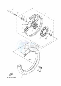 YZ250X (BF1V) drawing FRONT WHEEL