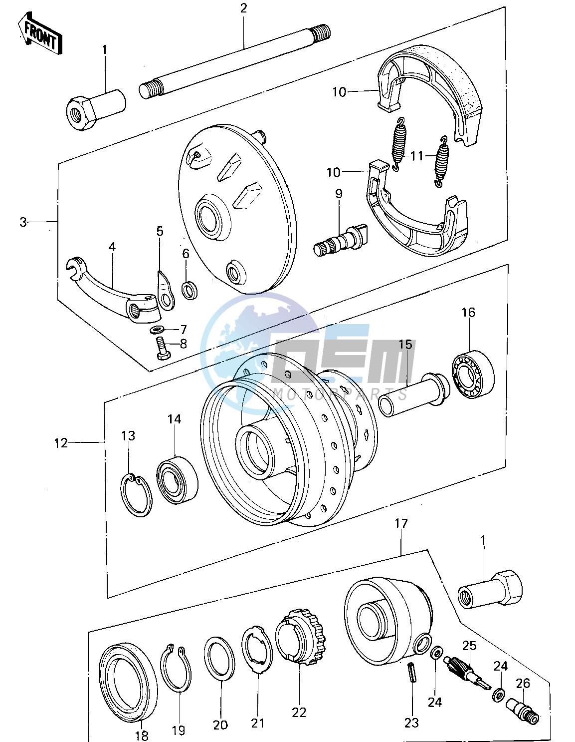 FRONT HUB_BRAKE -- 78-79 KL250-A1_A1A_A2- -