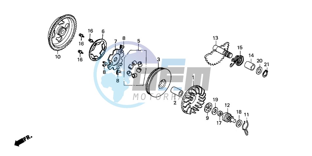 DRIVE FACE/ KICK STARTER SPINDLE