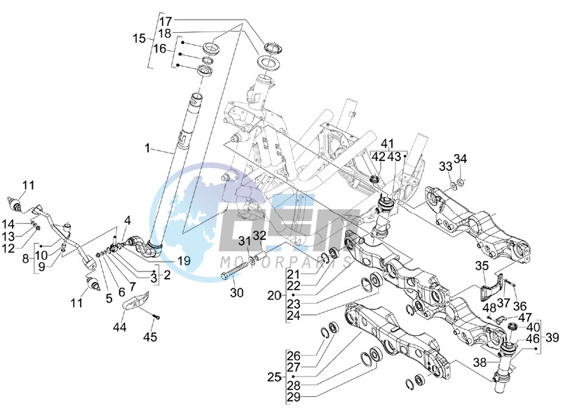 Fork steering tube - Steering bearing unit