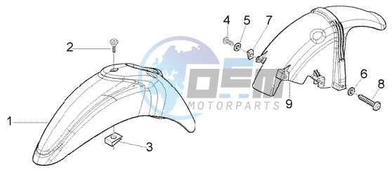 Front and rear mudguard