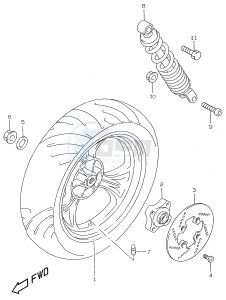 AY50 (V-W-X-Y) katana drawing REAR WHEEL (model AY50WR K1)