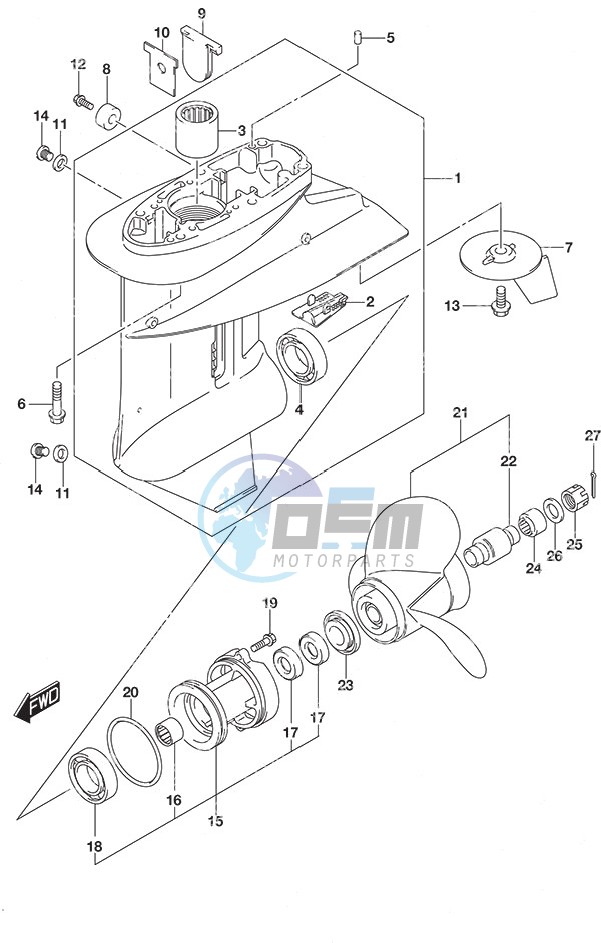 Gear Case Remote Control Tiller Handle w/Power Tilt