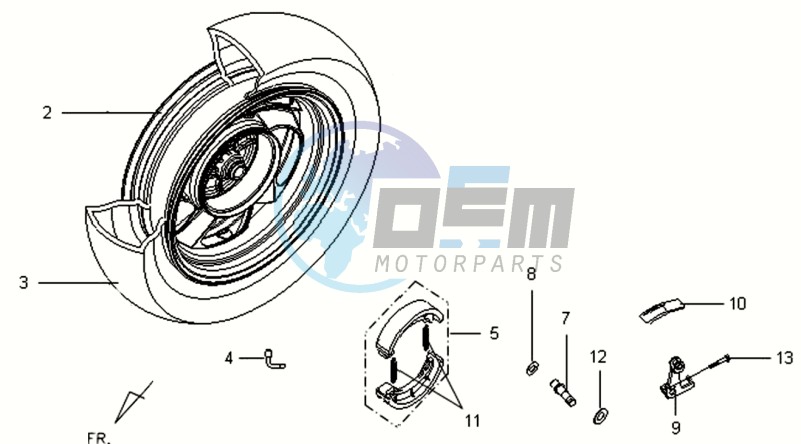 REAR WHEEL / KICK STARTER