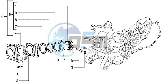 Cylinder-piston-wrist pin assy