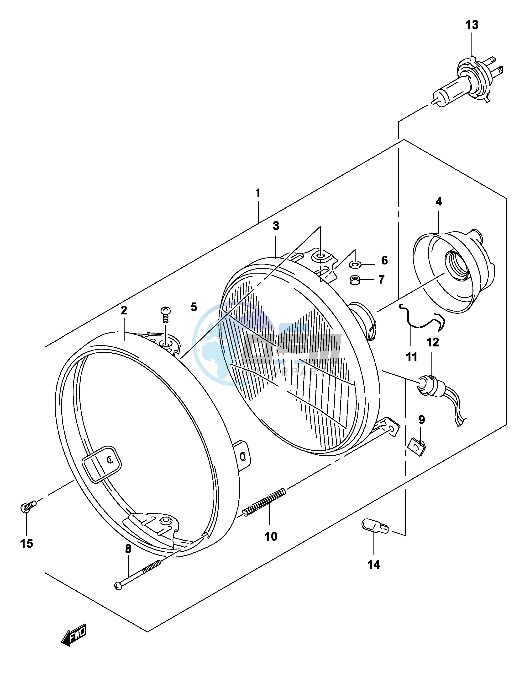 HEADLAMP (GS500K4 UK4 P2, P19, P54)