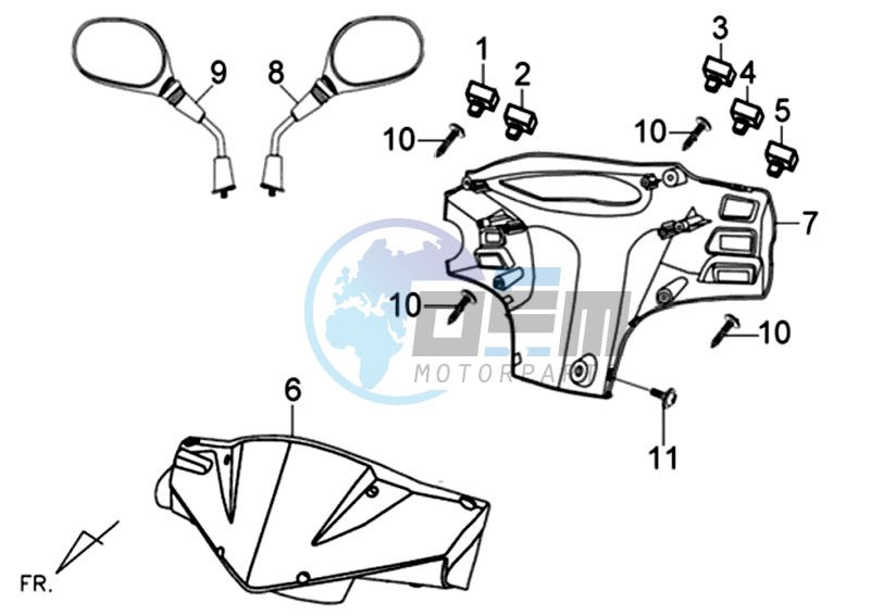 HEAD LIGHT COVER / SPEEDOMETER COWL / MIRRORS