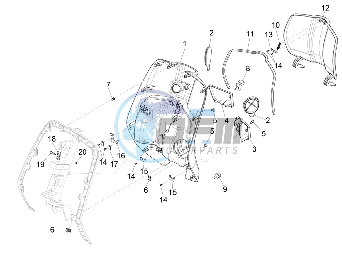 Front glove-box - Knee-guard panel