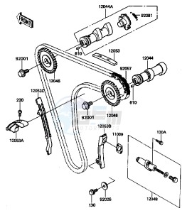 KL 650 A [KLR650] (A6-A9) [KLR650] drawing CAMSHAFT-- S- -_TENSIONER