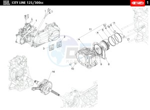 CITYLINE-IE-125-300-BLACK drawing MOTOR COMPLETE - CILINDER - CRANKSHAFT  125 cc