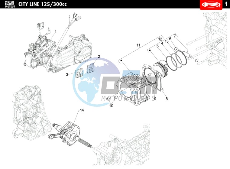 MOTOR COMPLETE - CILINDER - CRANKSHAFT  125 cc