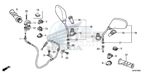 SH125DSE SH125DS UK - (E) drawing SWITCH/CABLE/MIRROR