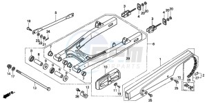 CB250 drawing REAR SWINGARM/CHAIN CASE