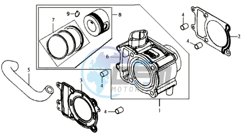 CYLINDER WHITEH PISTON /  CILINDER HEAD GASKET / CILINDER BOTTOM GASKET