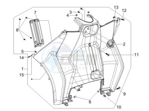 MP3 400 ie lt Touring drawing Front glove-box - Knee-guard panel