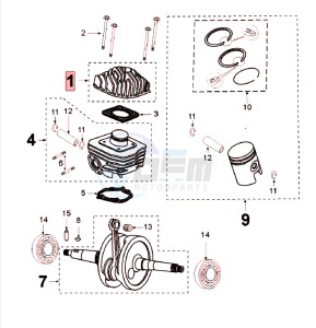 LUDIX 10 RLA drawing CRANKSHAFT AND CYLINDER CAST IRON