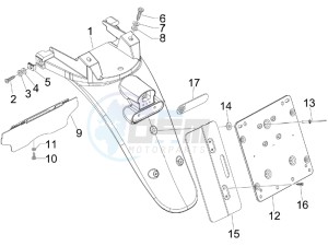 Beverly 400 ie Tourer e3 drawing Rear cover - Splash guard