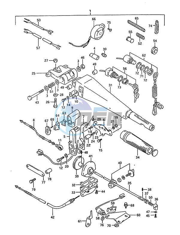 Tiller Handle (1993 to 1995)