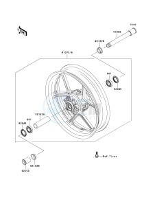 ZX 1000 E [NINJA ZX-10R] (E8F-E9FA) 0E9FA drawing FRONT WHEEL