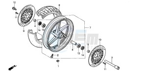 CBR600F drawing FRONT WHEEL (CBR600FS/3S/T/3T/SET)