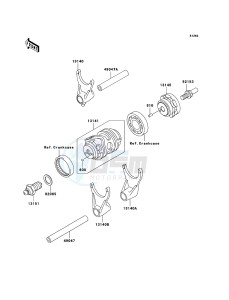 KX250F KX250T6F EU drawing Gear Change Drum/Shift Fork(s)