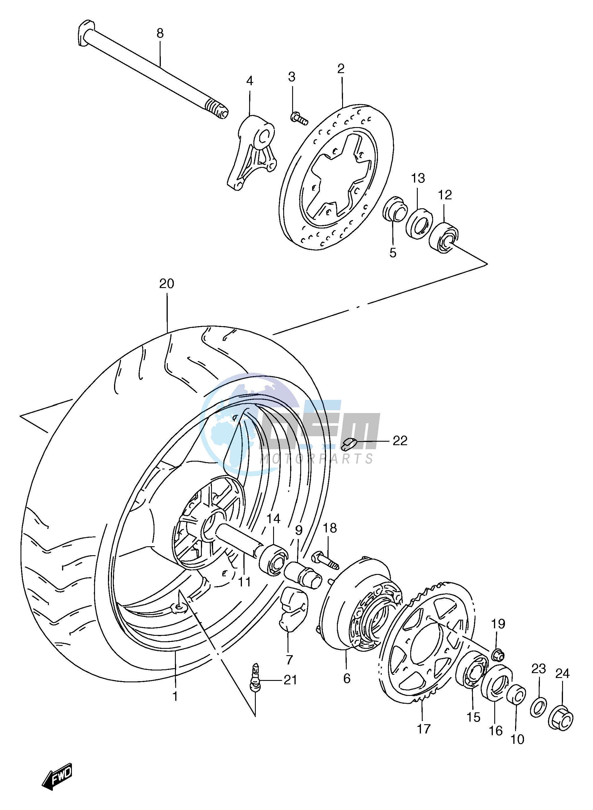 REAR WHEEL (GSF1200T V W X Y ST SV SW SX SY)