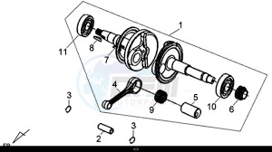 X'PRO 50 (45 Km/h) (AE05W9-EU) (E4) (L8-M1) drawing CRANK SHAFT