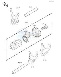 KX 500 D [KX500] (D1) [KX500] drawing GEAR CHANGE DRUM_SHIFT FORK-- S- -