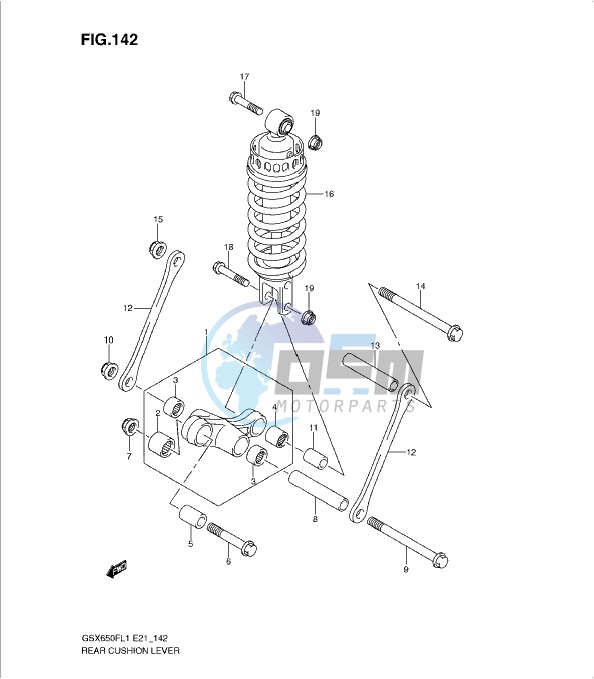 REAR CUSHION LEVER (GSX650FUL1 E21)