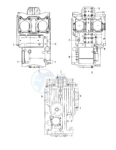 KZ 400 S PSPECIAL] (S2-S3) [SPECIAL] drawing CRANKCASE BOLT & STUD PATTERN -- 76-77 S2_S3- -