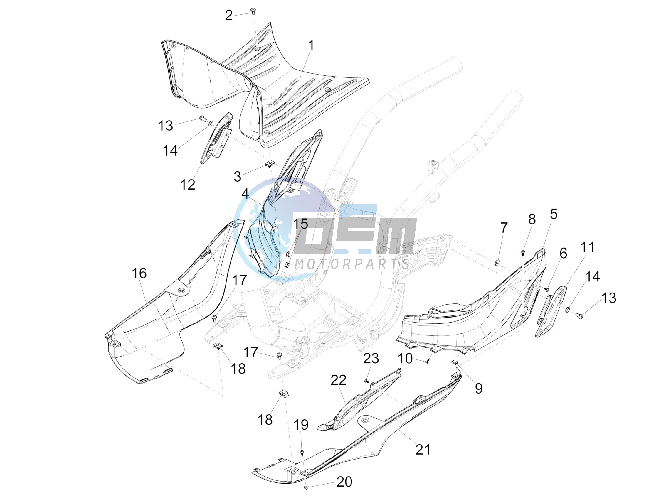 Central cover - Footrests