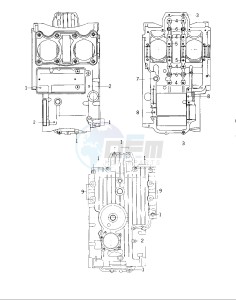 KZ 400 D (D3-D4) drawing CRANKCASE BOLT & STUD PATTERN -- 76 -77 KZ400 - D3_D4- -