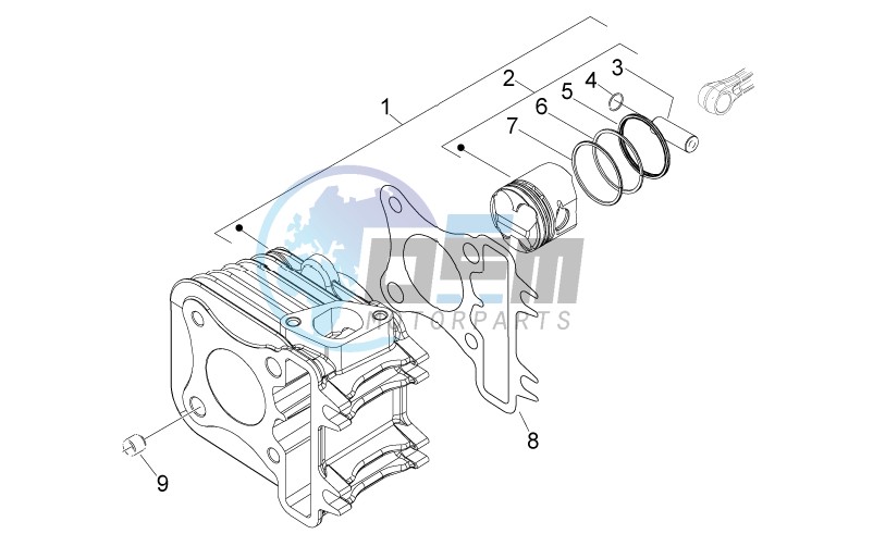 Cylinder-piston-wrist pin unit