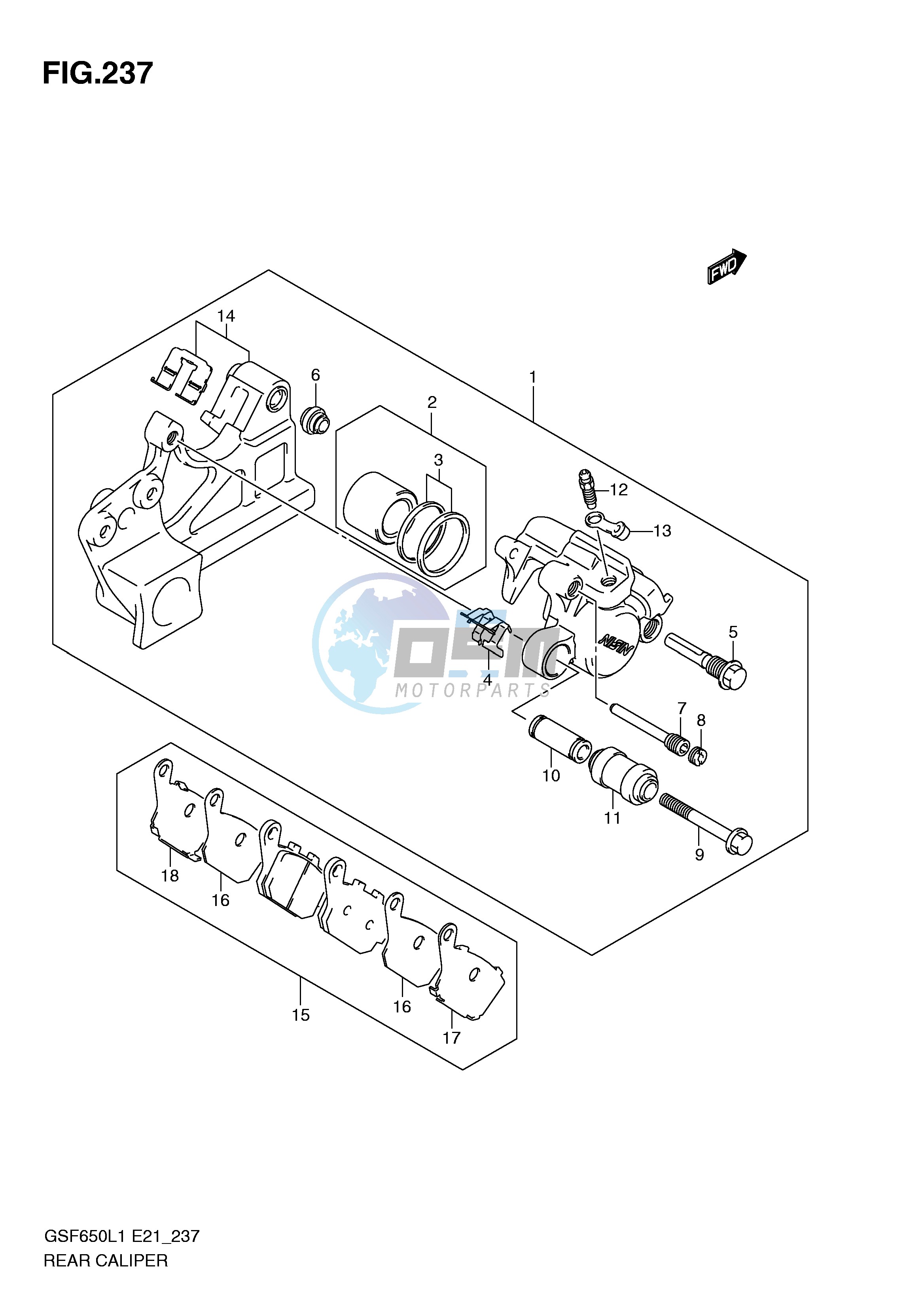 REAR CALIPER (GSF650SAL1 E21)