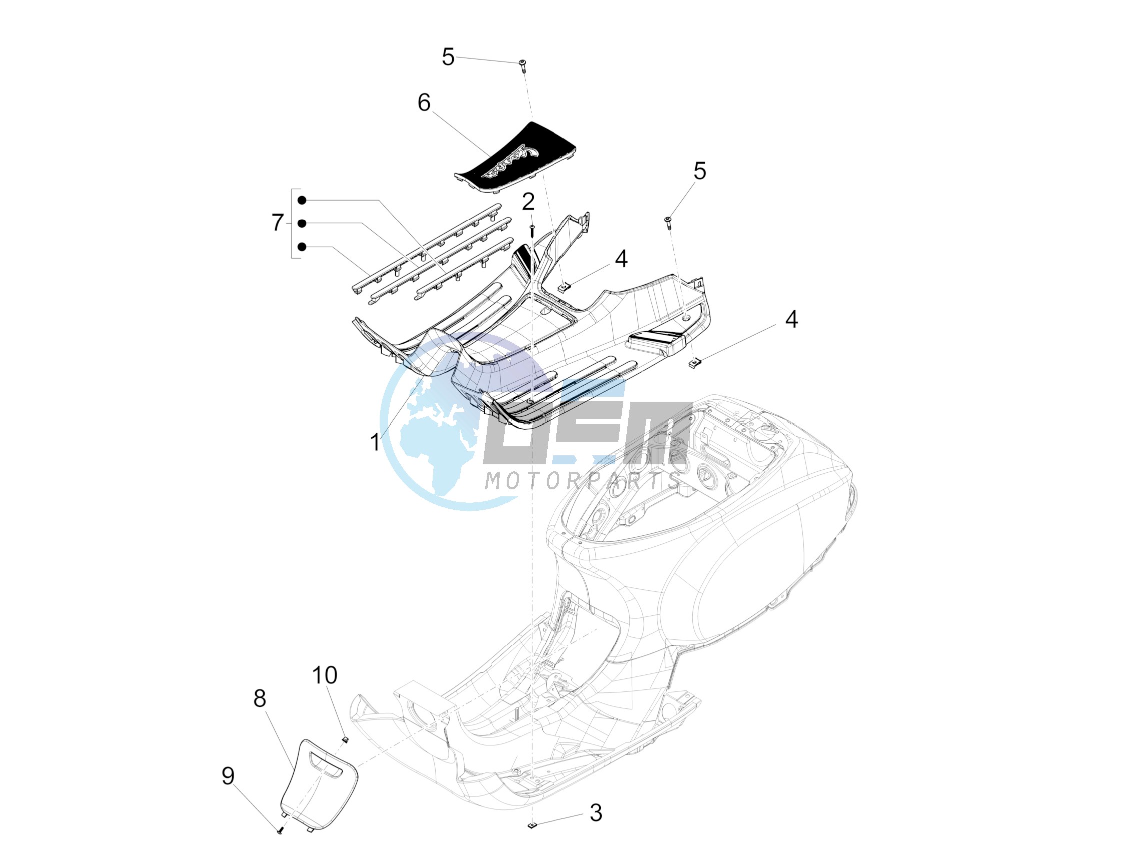 Central cover - Footrests