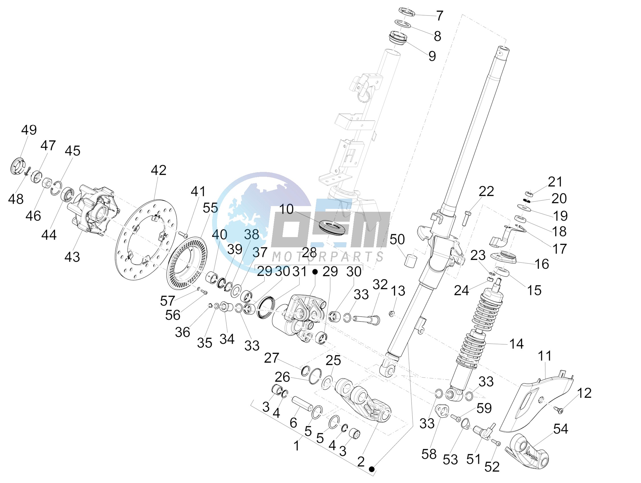 Fork/steering tube - Steering bearing unit