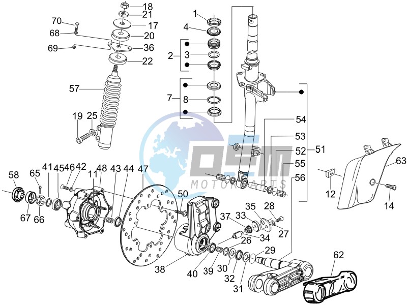 Fork - steering tube - Steering bearing unit