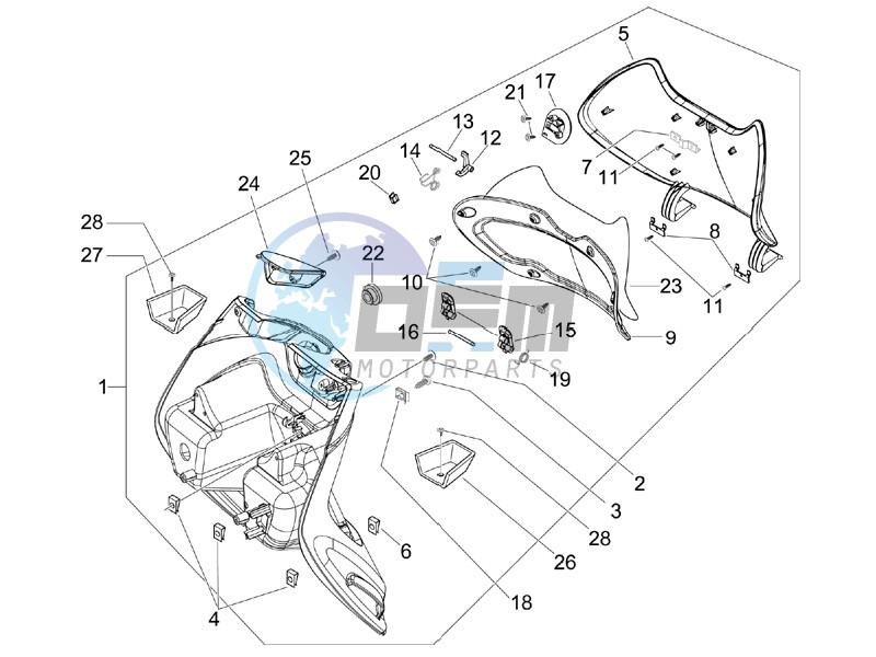 Front glove-box - Knee-guard panel