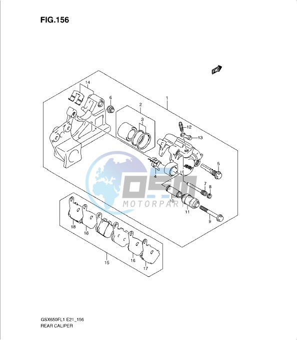 REAR CALIPER (GSX650FAL1 E21)